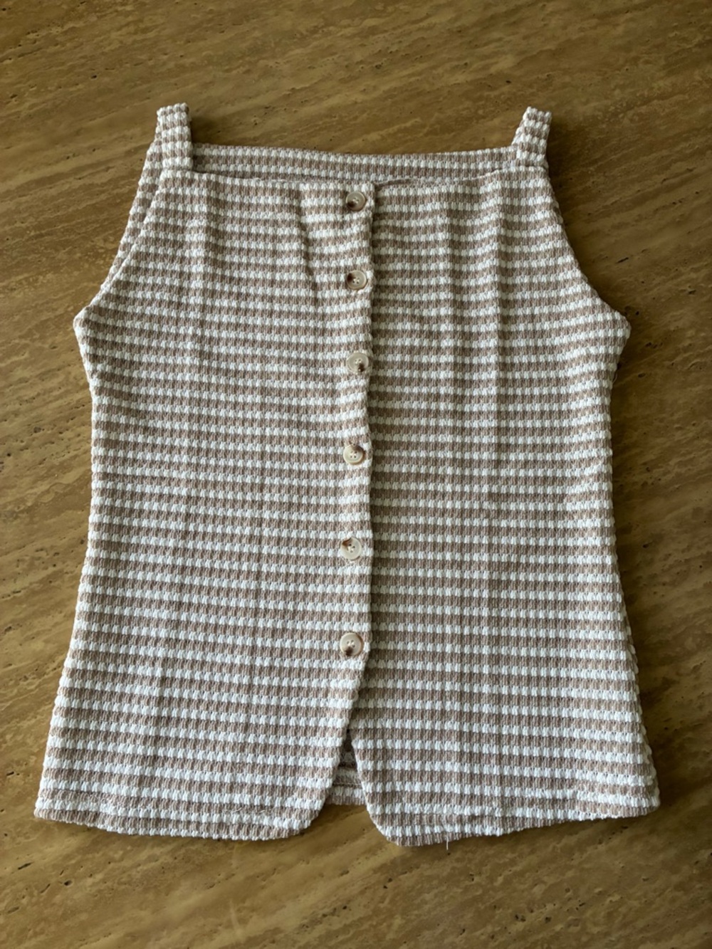 Striped Knit Button-Front Tank Top - Cream & White